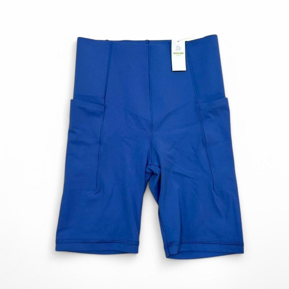 Aerie Offline NWT Blue Real Me XTRA‎ Hold Up! Pocket 7" Bike Short Size XS
